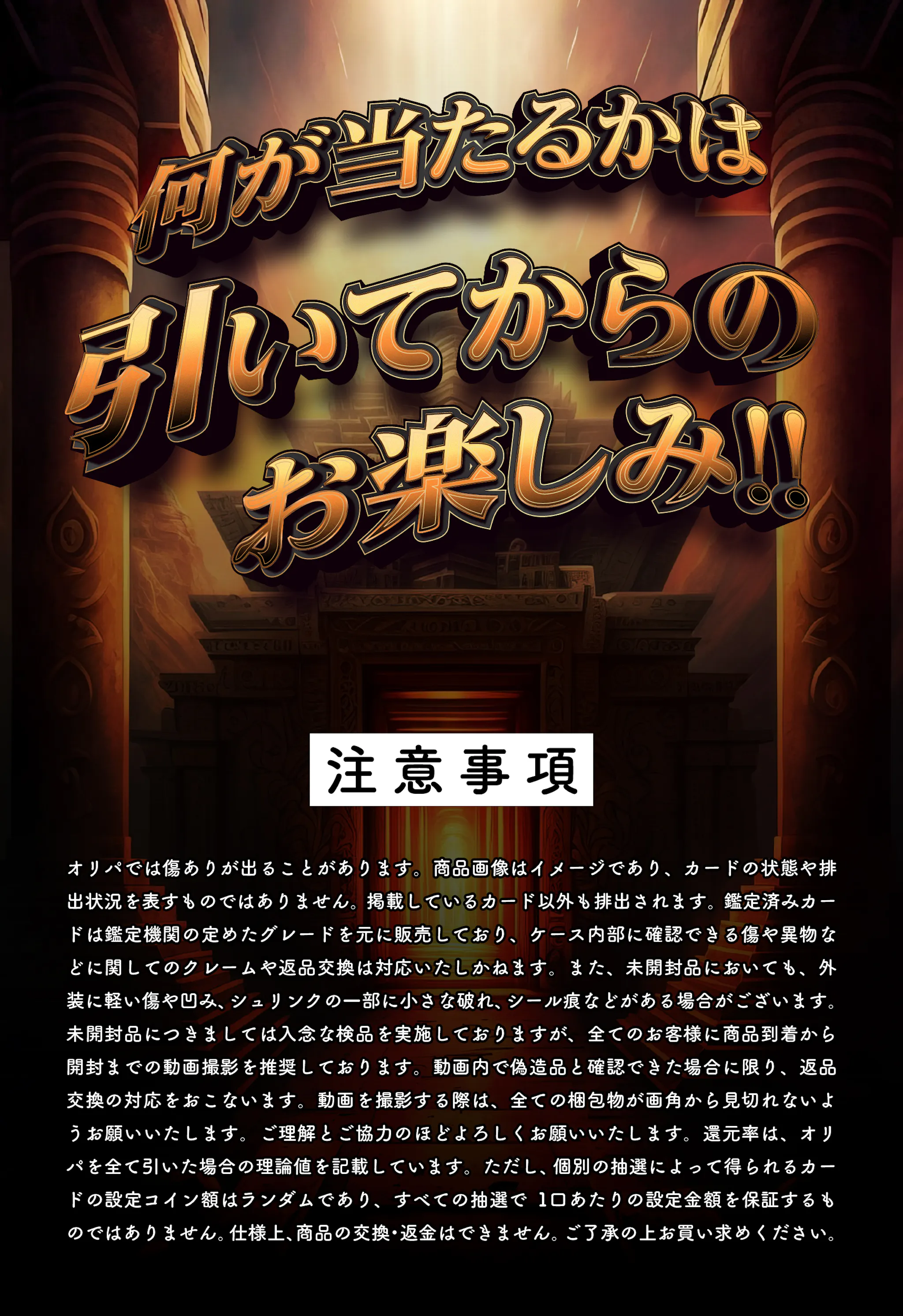 1等はすべて旧レリPSA10!? 謎めく遺跡ミステリーオリパ