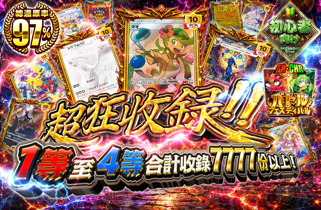 超絶封入!!1等から4等合計7777口以上!!