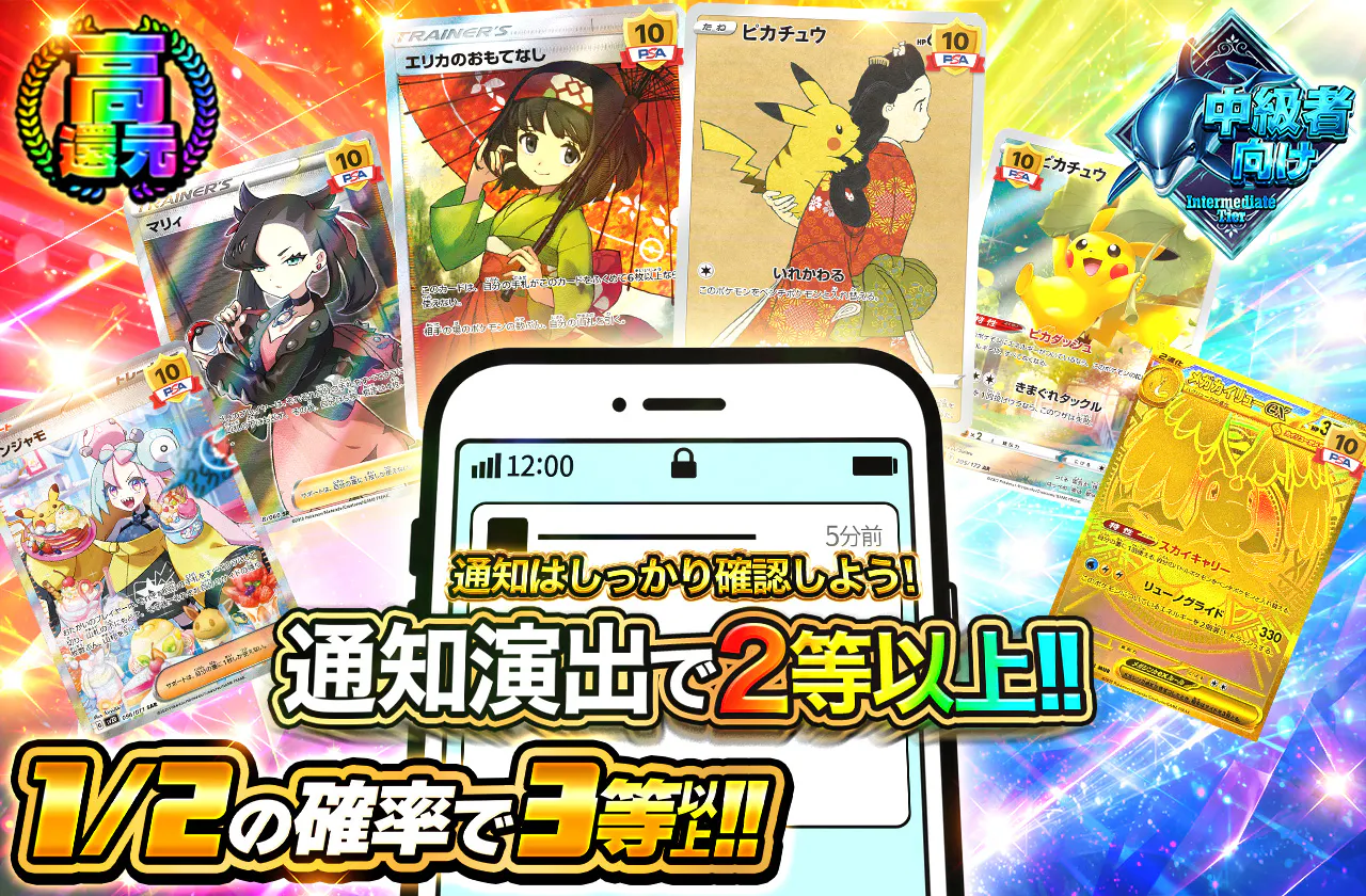 通知はしっかり確認しよう！ 1/2の確率で3等以上!! 通知演出で2等以上!!