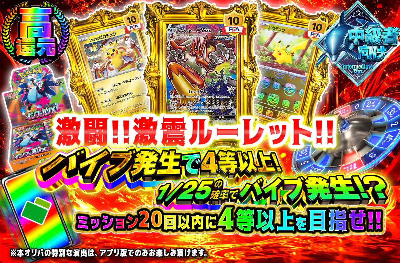 激闘!!激震ルーレット!! バイブ発生で4等以上!! ミッション20回以内に4等以上を目指せ!!